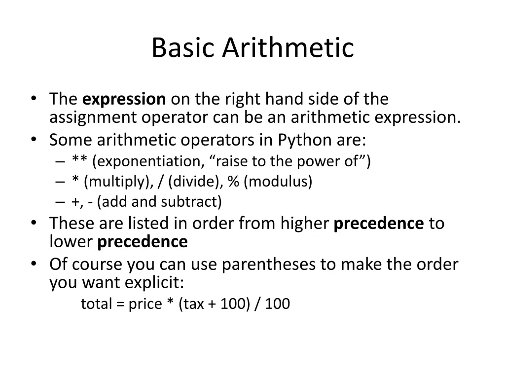 basic arithmetic