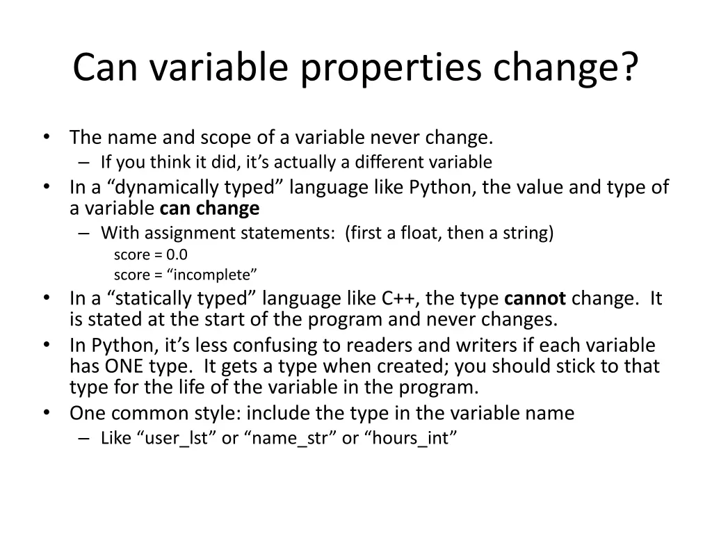 can variable properties change