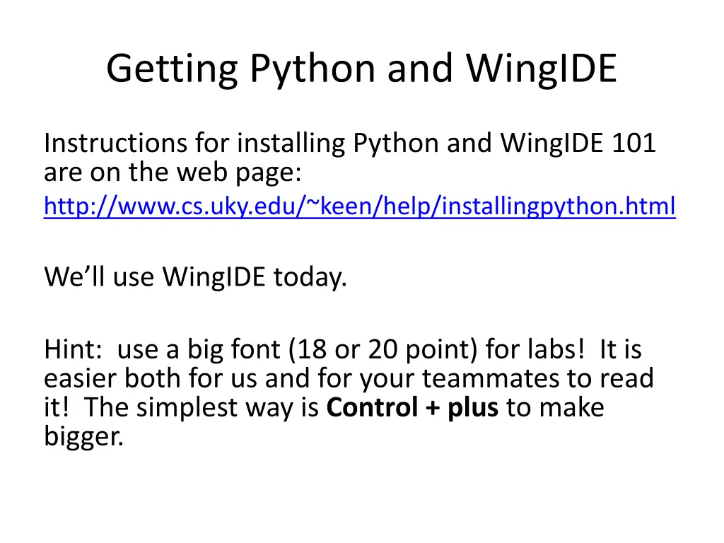 getting python and wingide