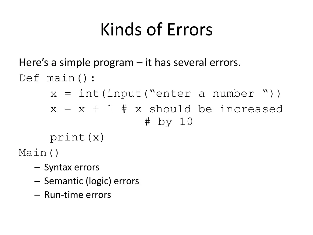 kinds of errors