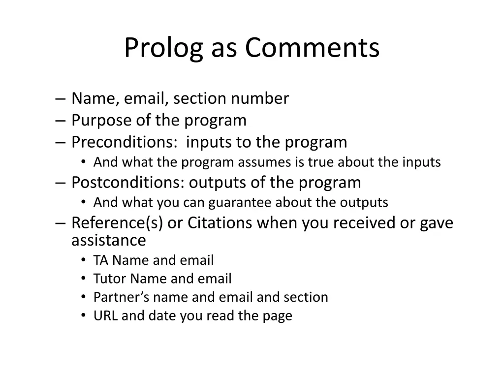 prolog as comments