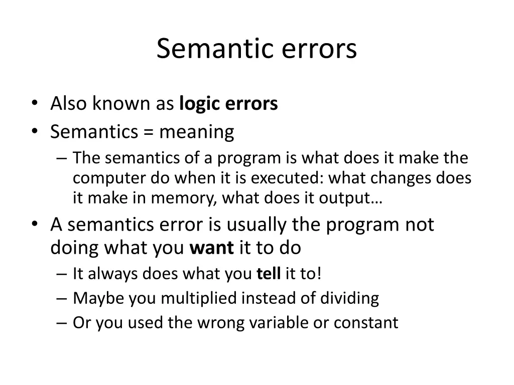 semantic errors