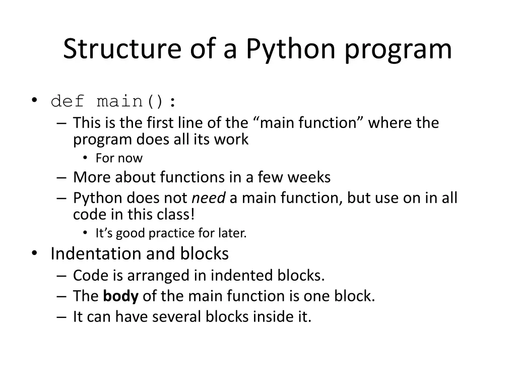 structure of a python program