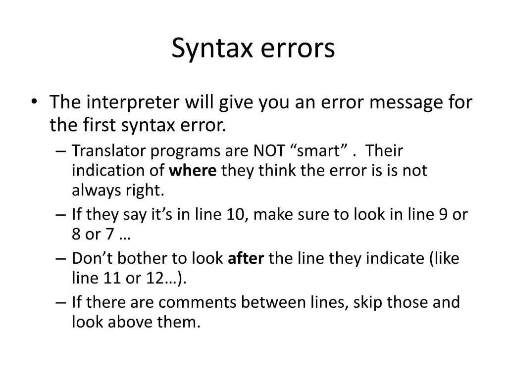 syntax errors 1