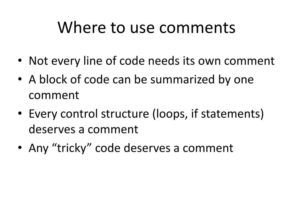 where to use comments 1