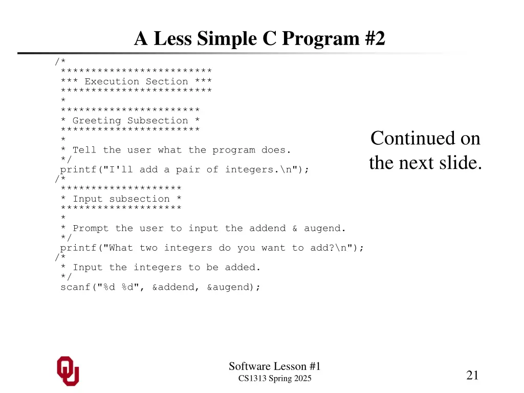 a less simple c program 2