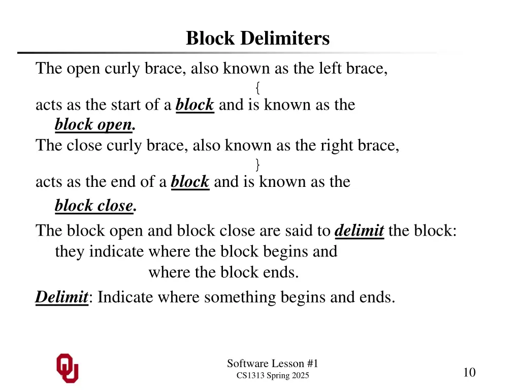 block delimiters