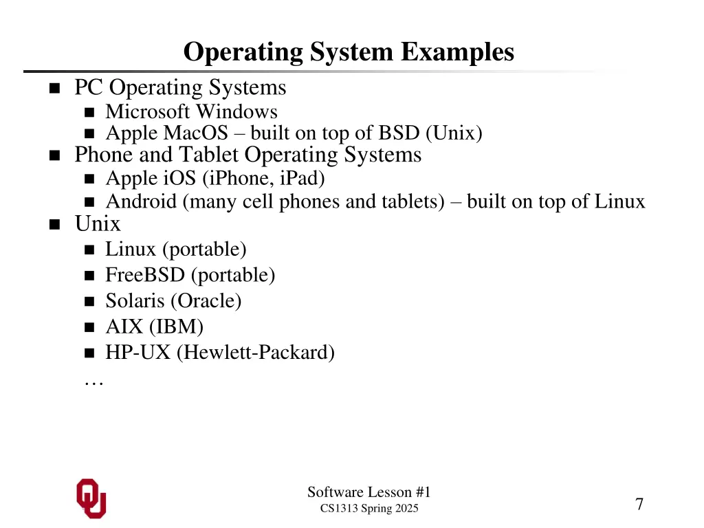 operating system examples