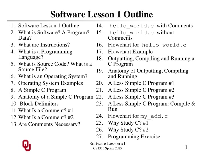 software lesson 1 outline 1 software lesson