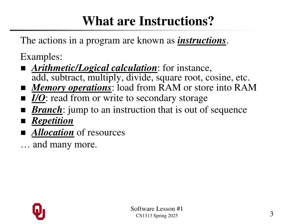 what are instructions