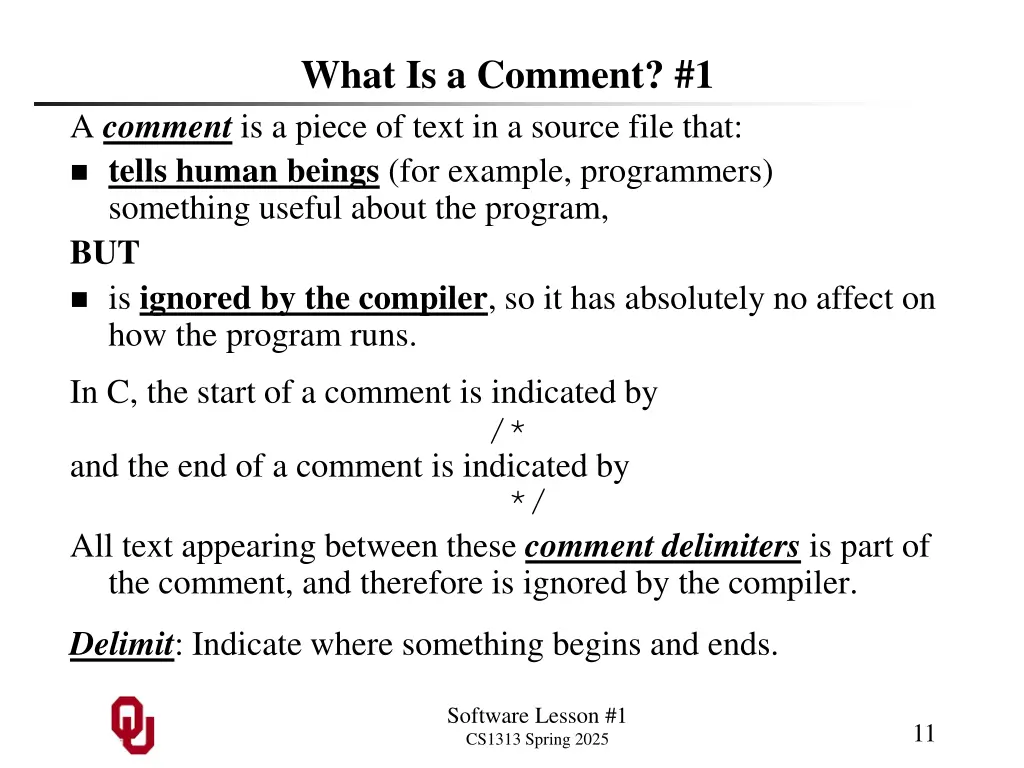 what is a comment 1