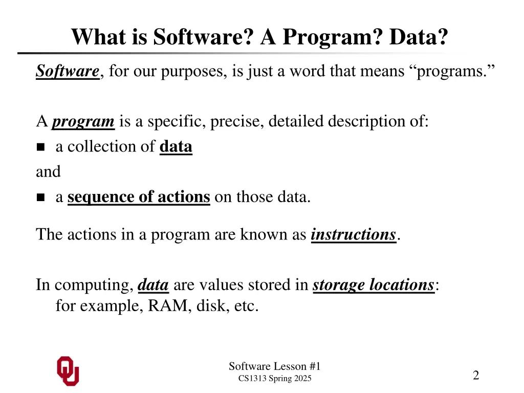 what is software a program data