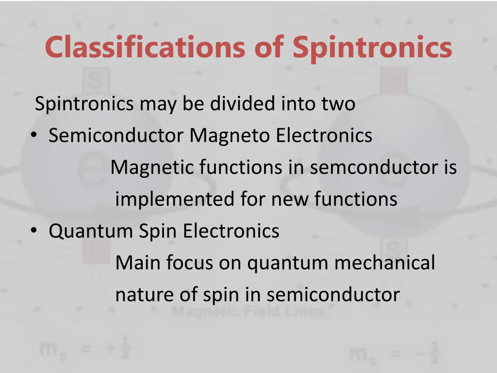 classifications of spintronics