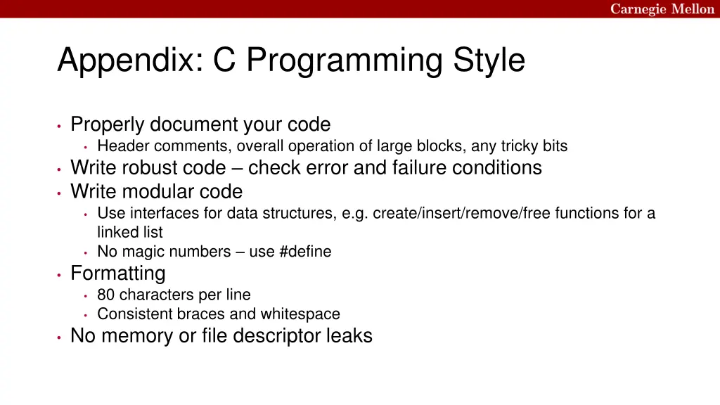 appendix c programming style