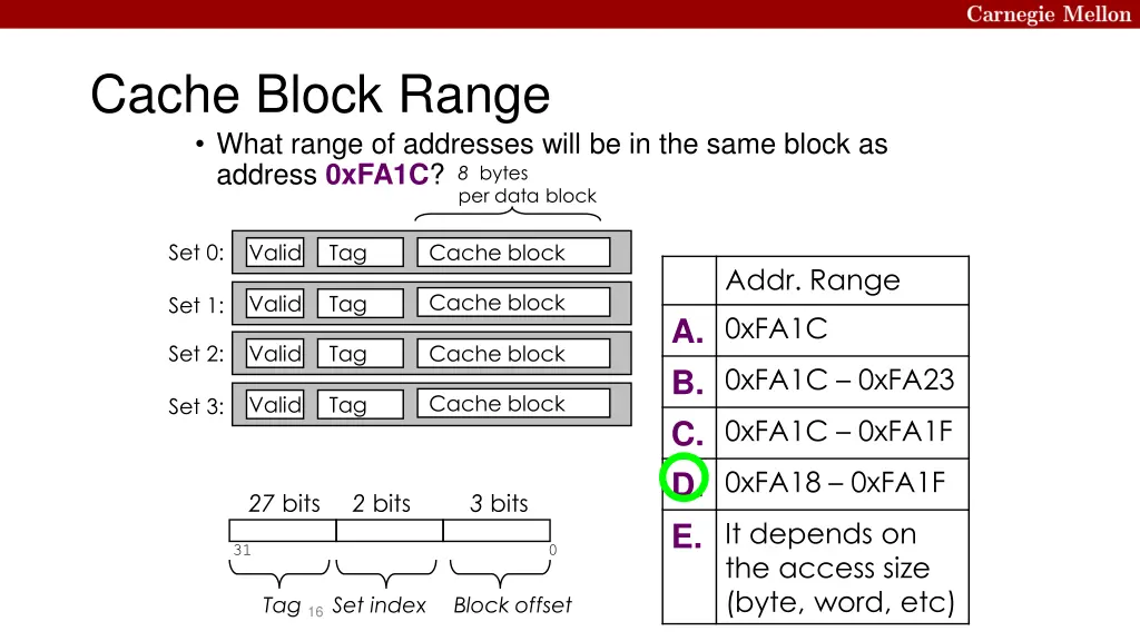 cache block range