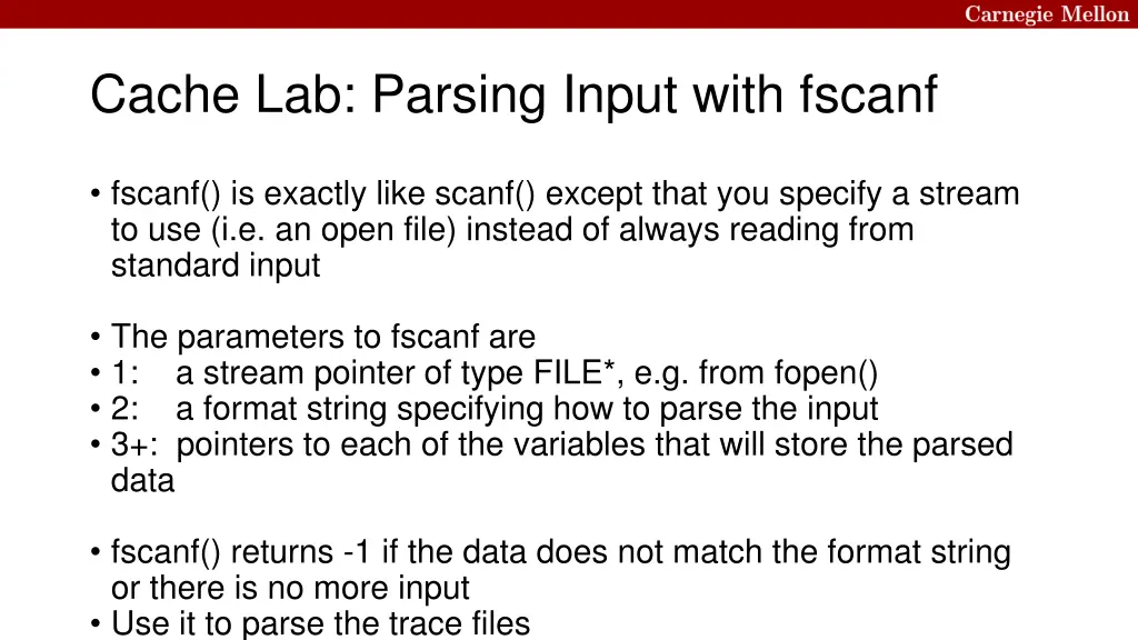 cache lab parsing input with fscanf