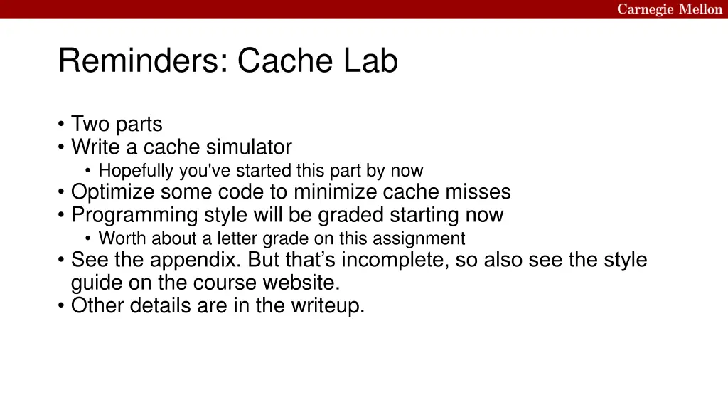 reminders cache lab