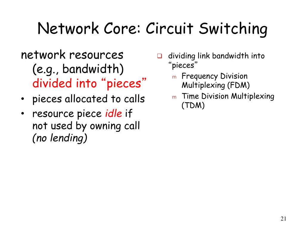 network core circuit switching