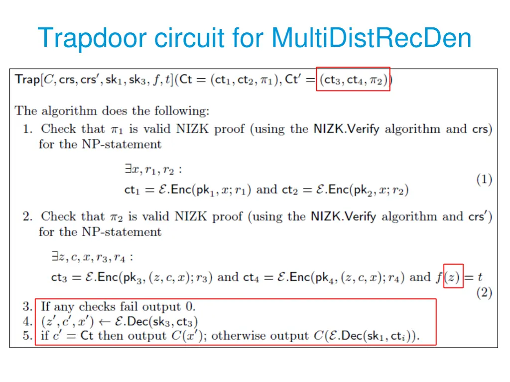 trapdoor circuit for multidistrecden