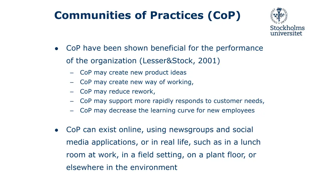 communities of practices cop 1