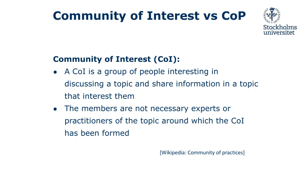 community of interest vs cop