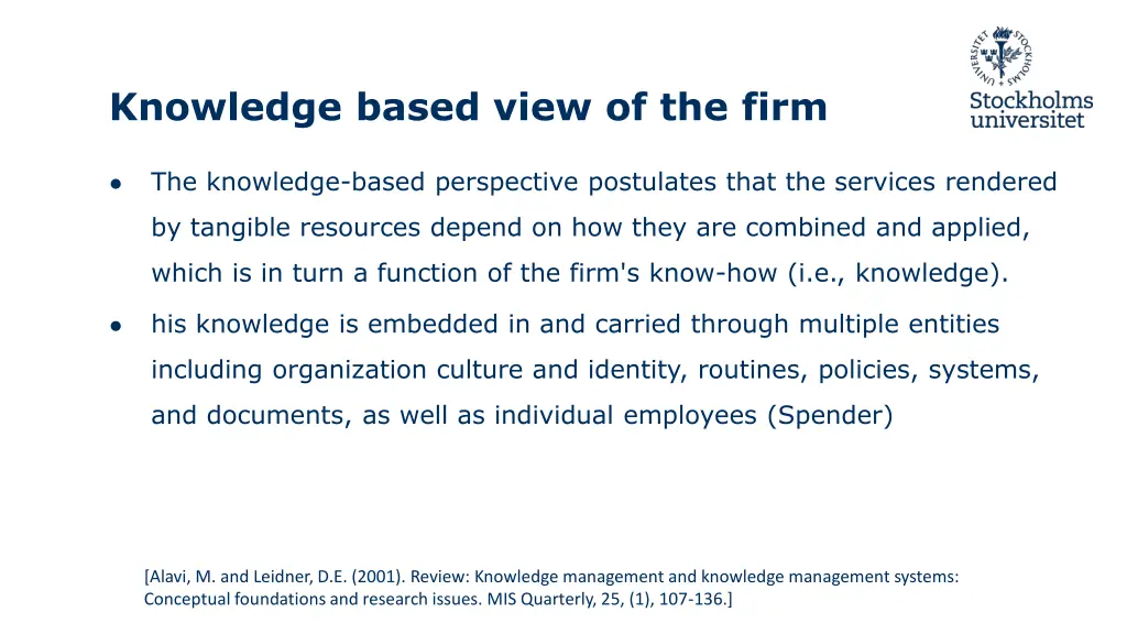 knowledge based view of the firm 1