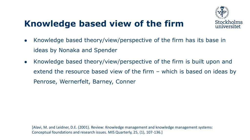 knowledge based view of the firm