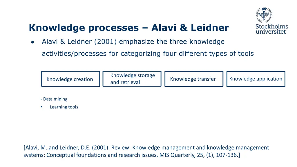 knowledge processes alavi leidner 1