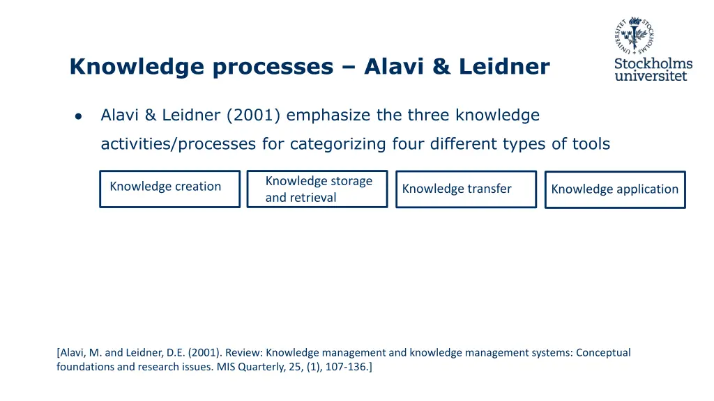 knowledge processes alavi leidner