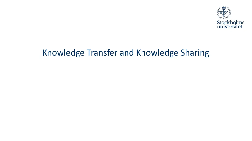 knowledge transfer and knowledge sharing