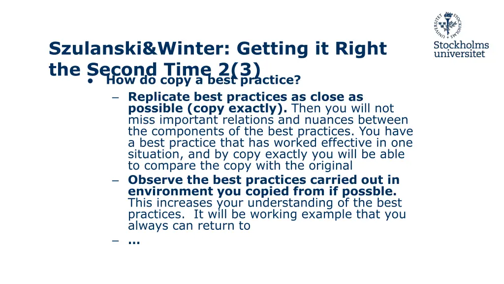 szulanski winter getting it right the second time 1
