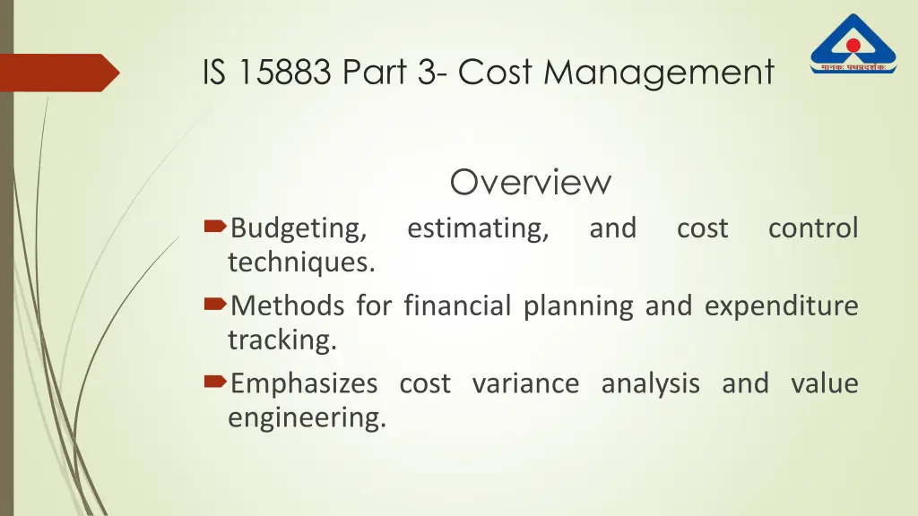 is 15883 part 3 cost management