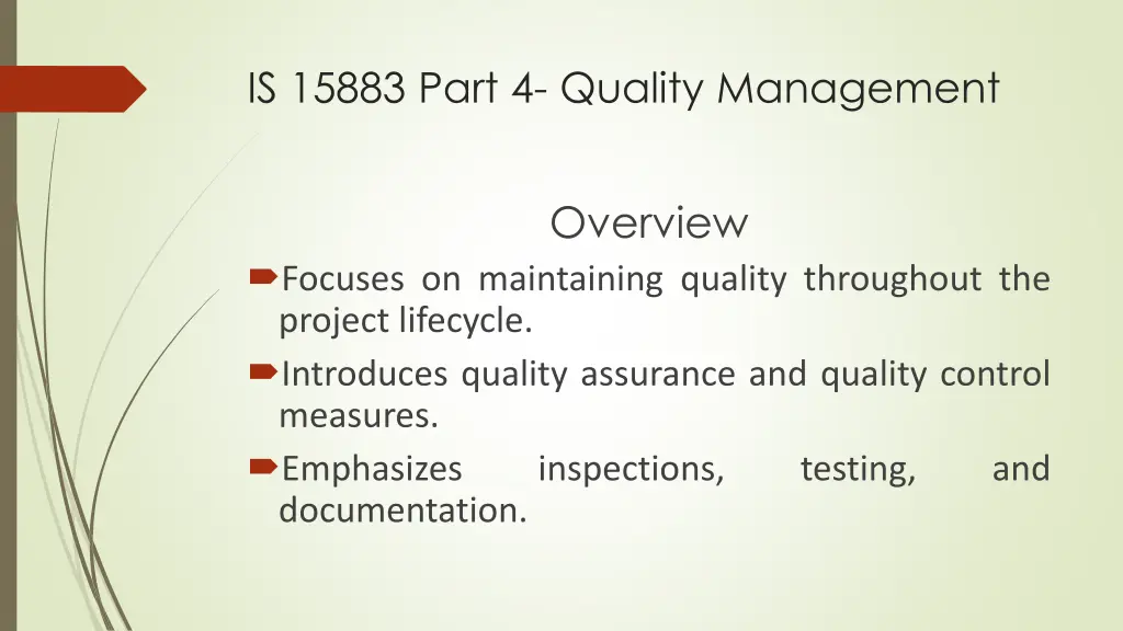 is 15883 part 4 quality management