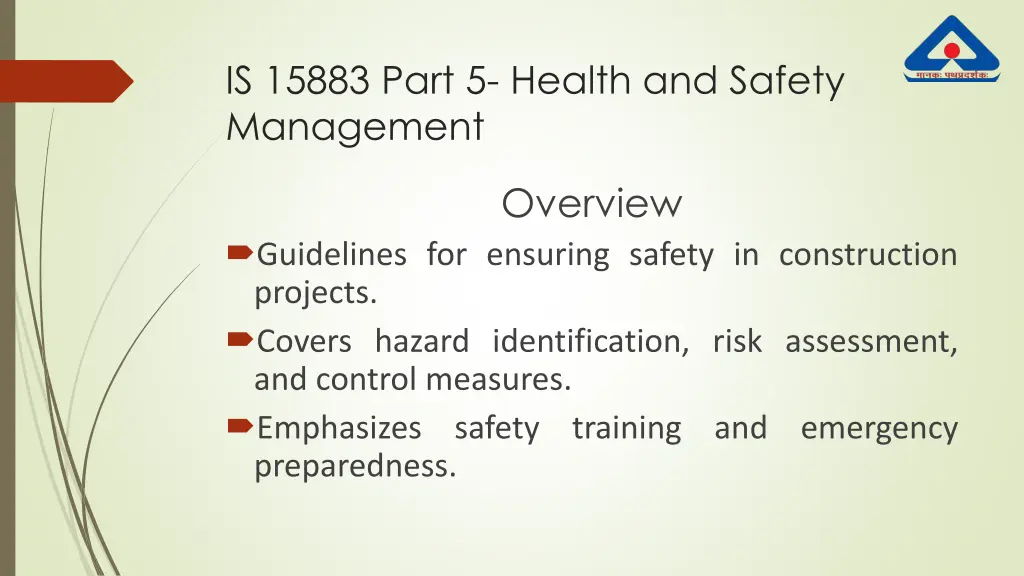 is 15883 part 5 health and safety management