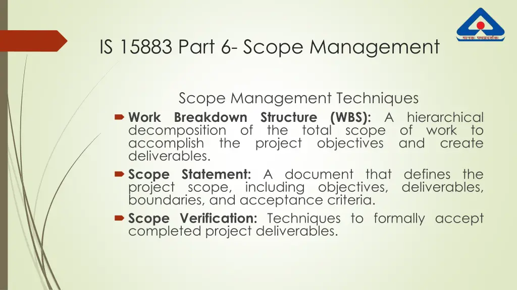 is 15883 part 6 scope management 1