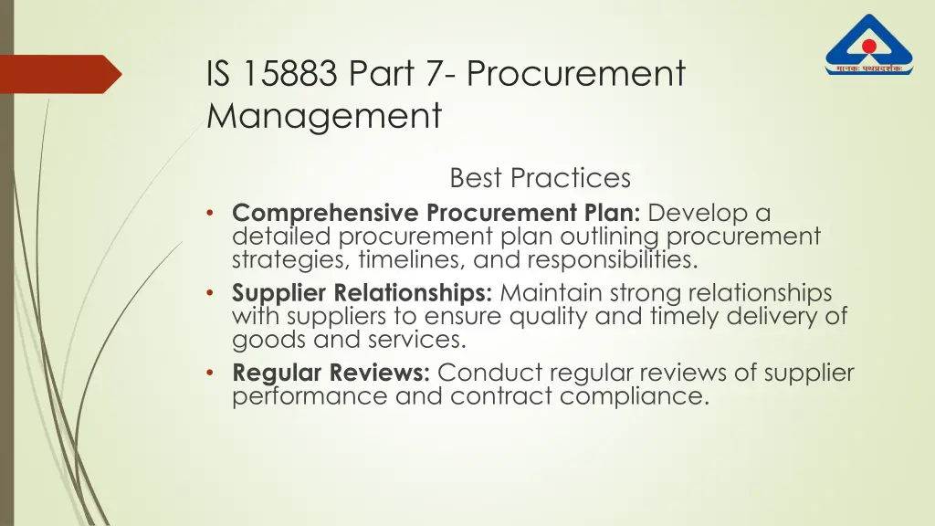 is 15883 part 7 procurement management 2
