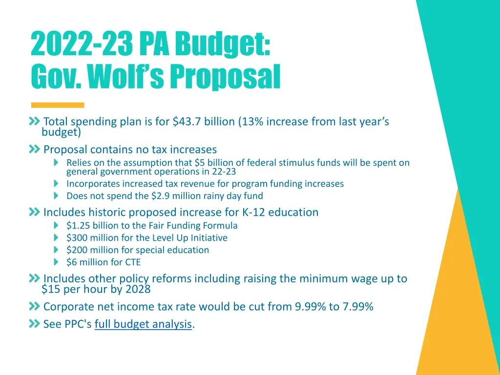 2022 23 pa budget gov wolf s proposal
