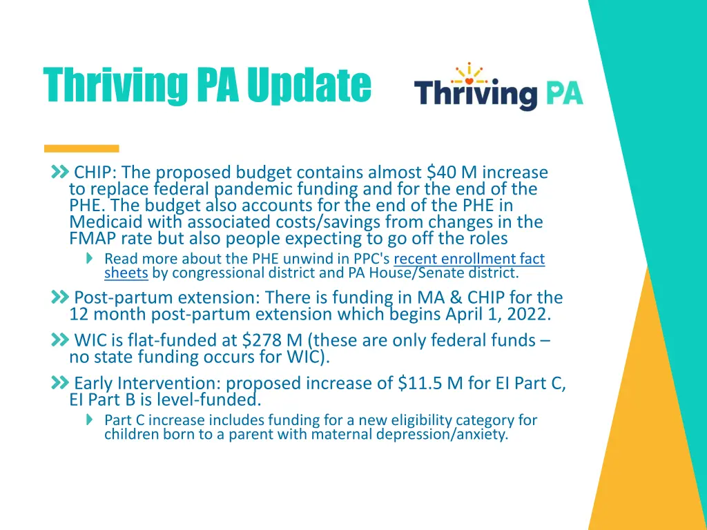 thriving pa update