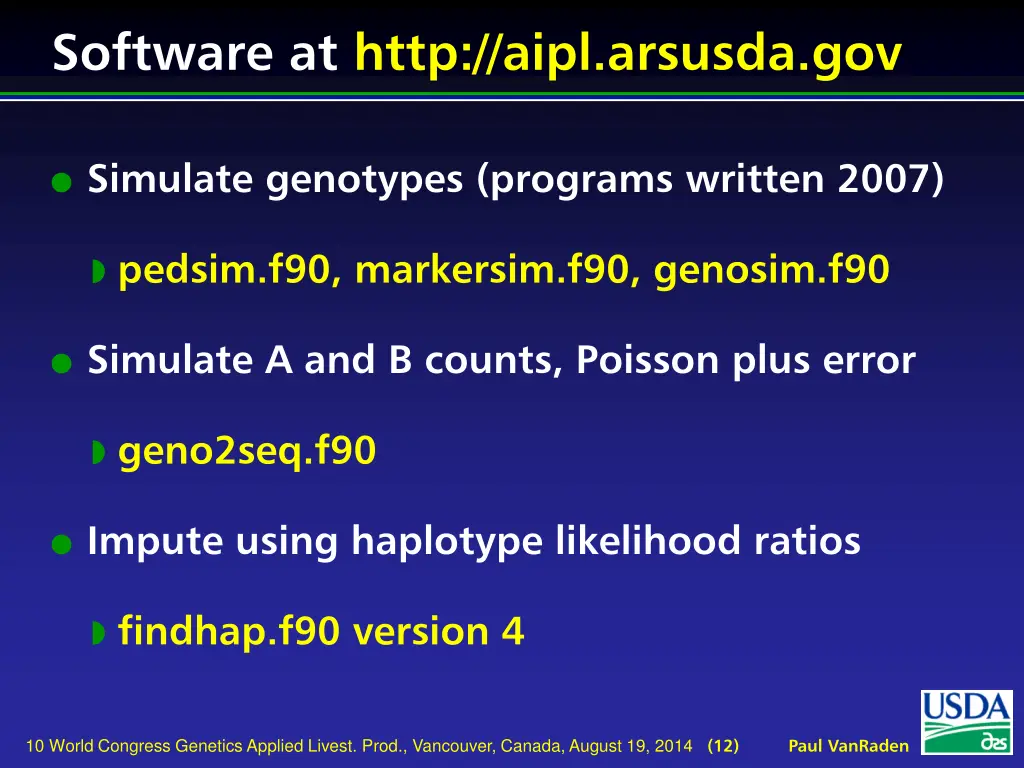 software at http aipl arsusda gov