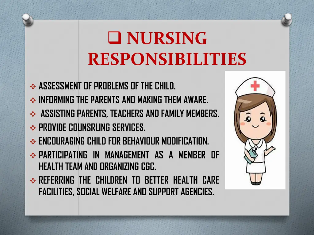 nursing responsibilities