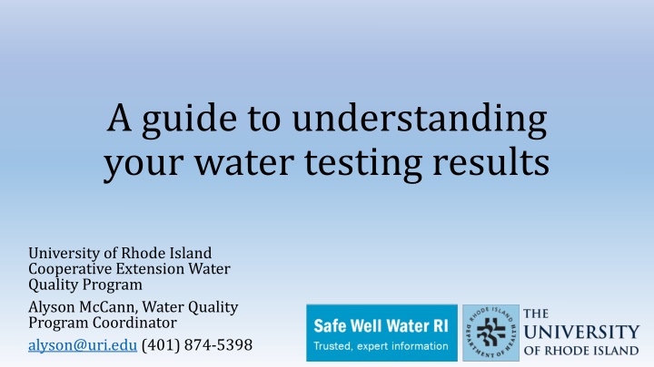 a guide to understanding your water testing