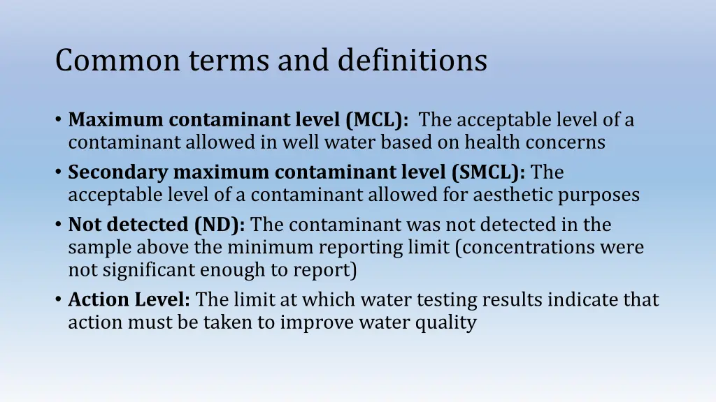 common terms and definitions
