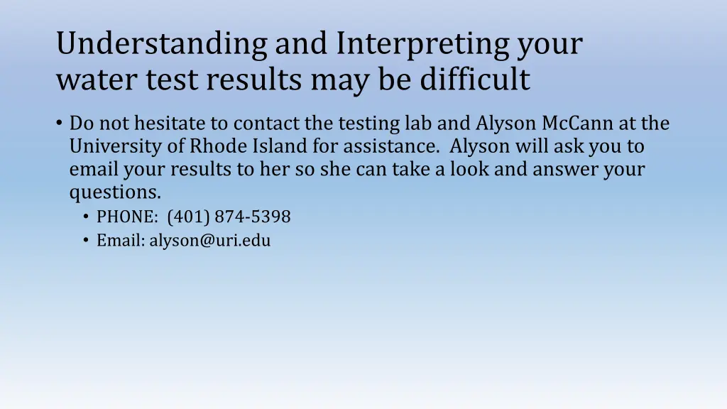 understanding and interpreting your water test