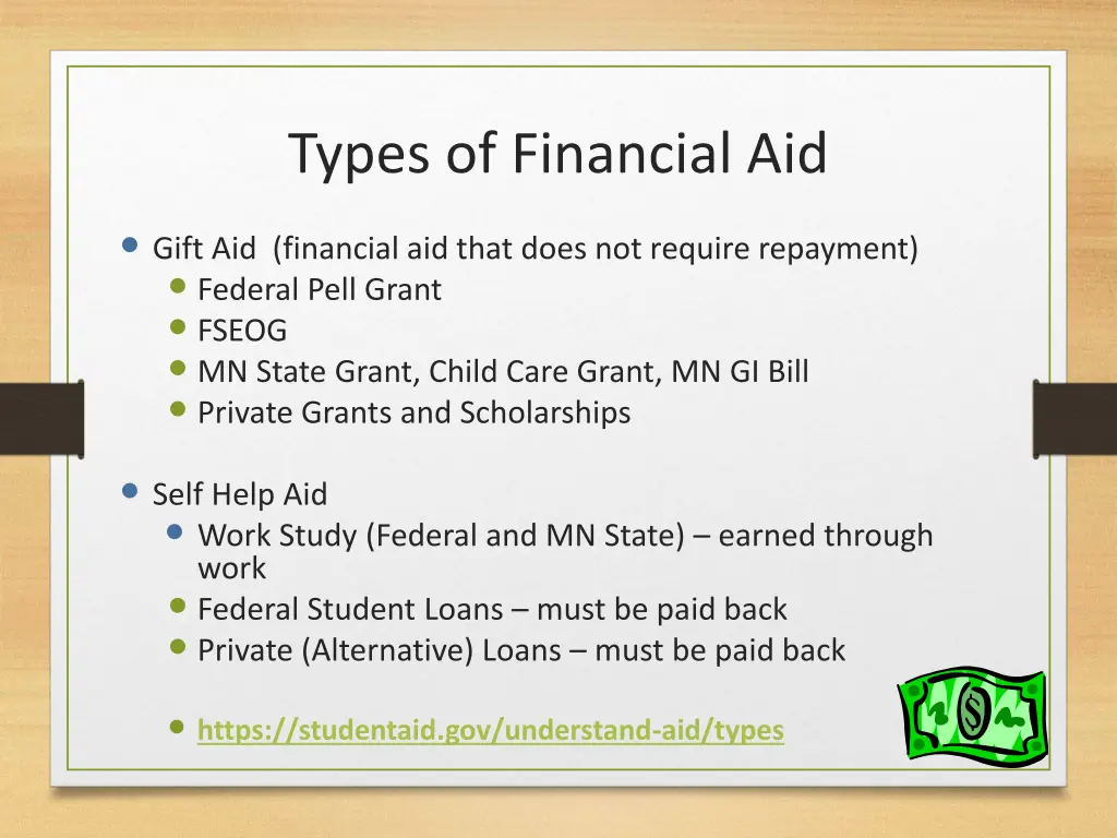 types of financial aid
