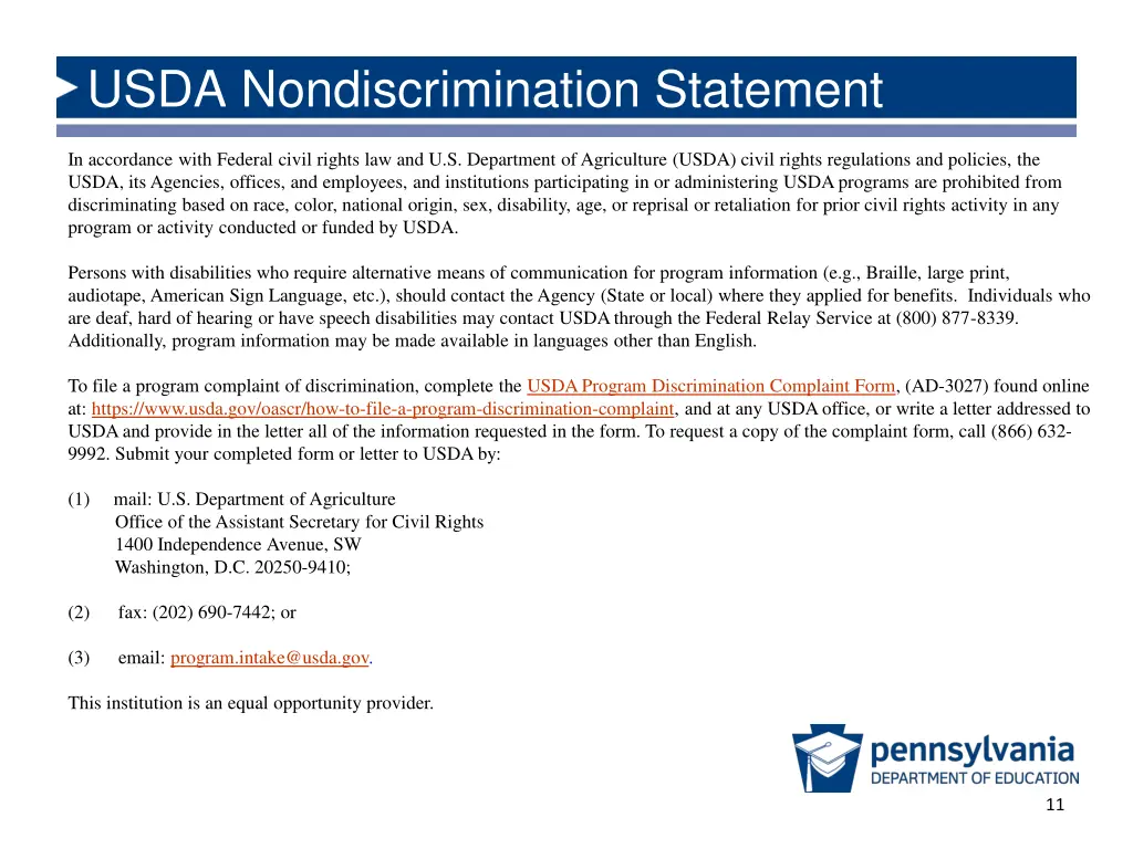 usda nondiscrimination statement