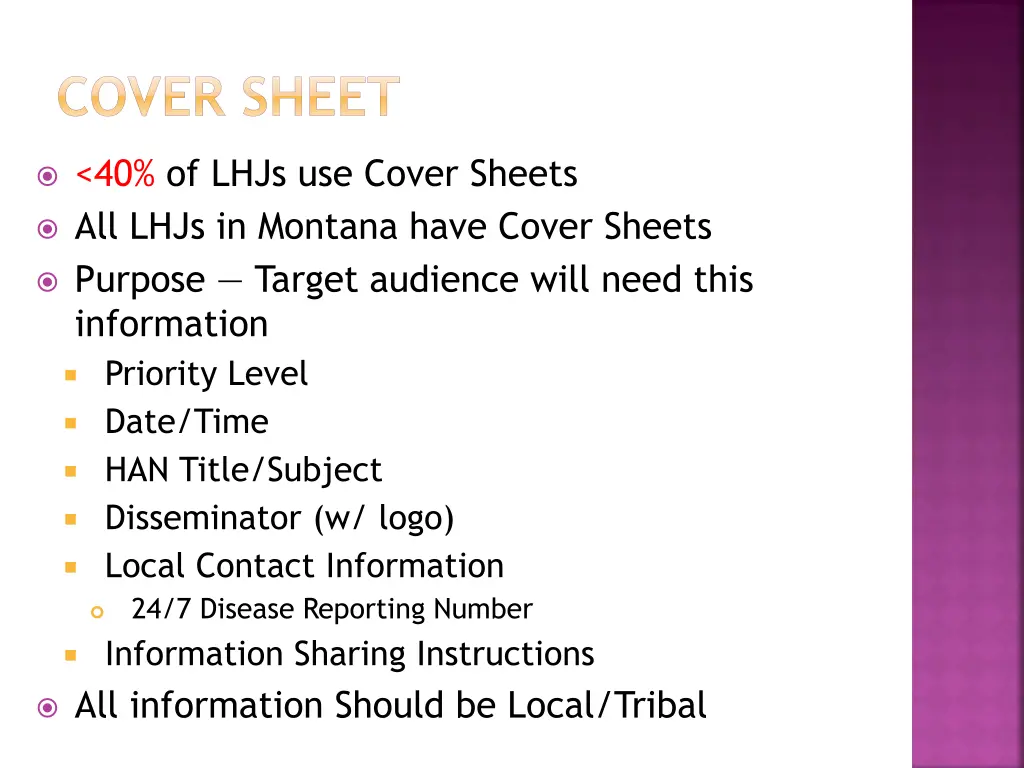 cover sheet
