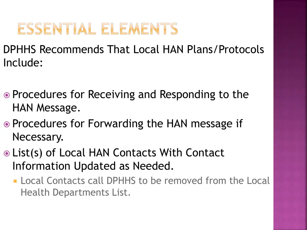 essential elements dphhs recommends that local