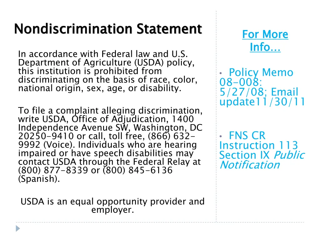 nondiscrimination statement