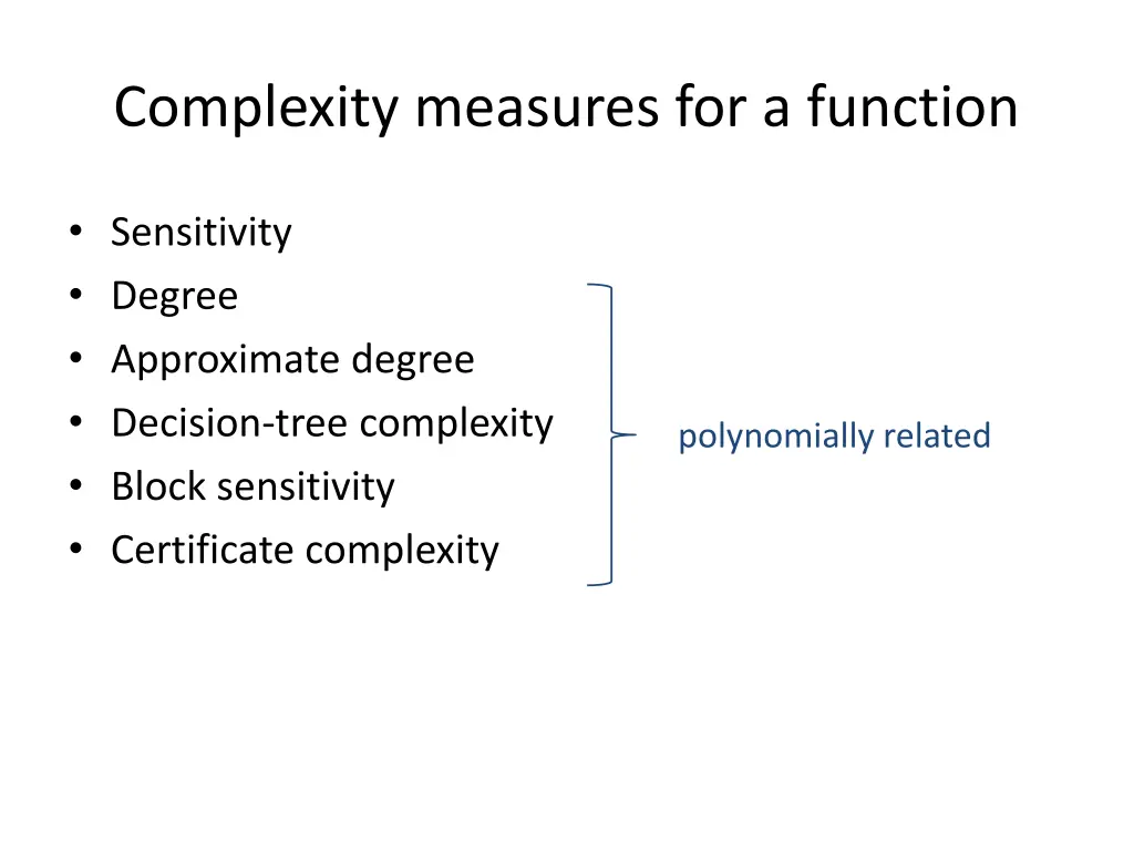 complexity measures for a function