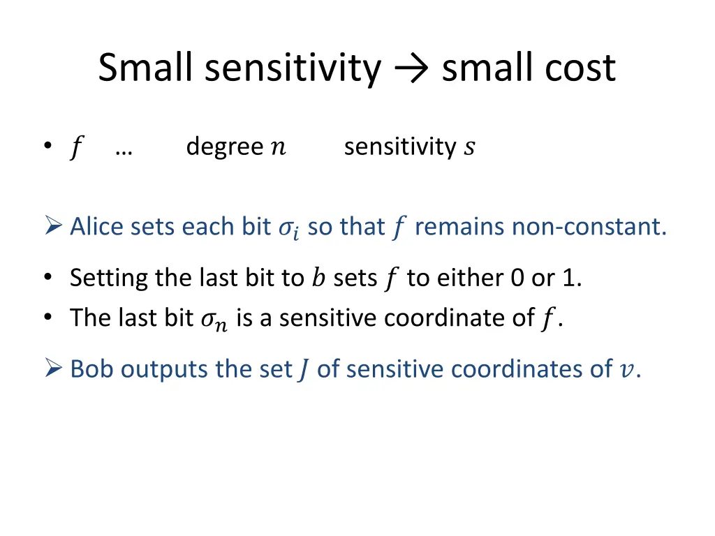 small sensitivity small cost